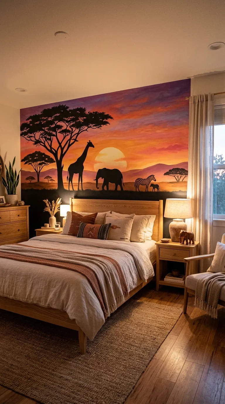 Safari Sunset with Silhouettes