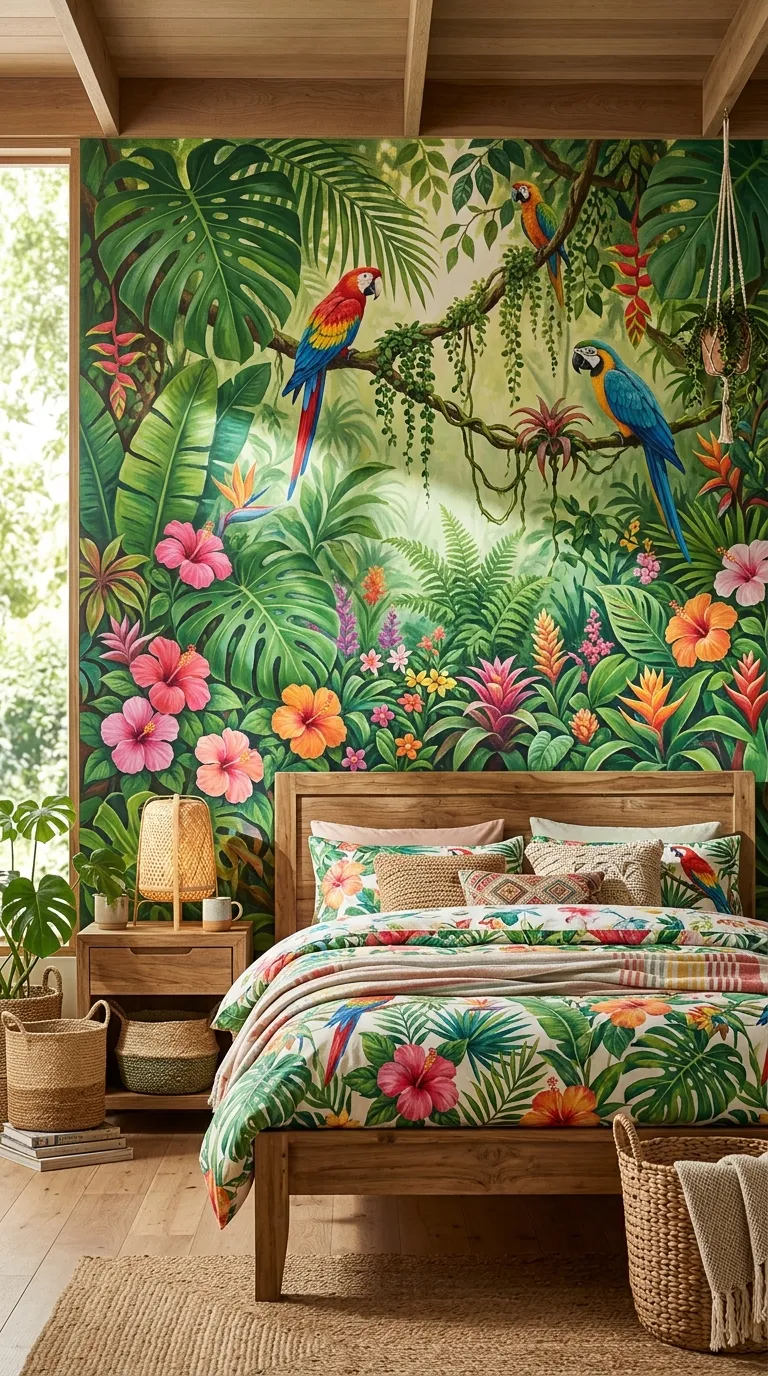 Tropical Jungle with Parrots