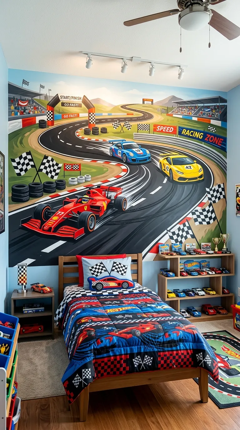 Racetrack with Speeding Cars