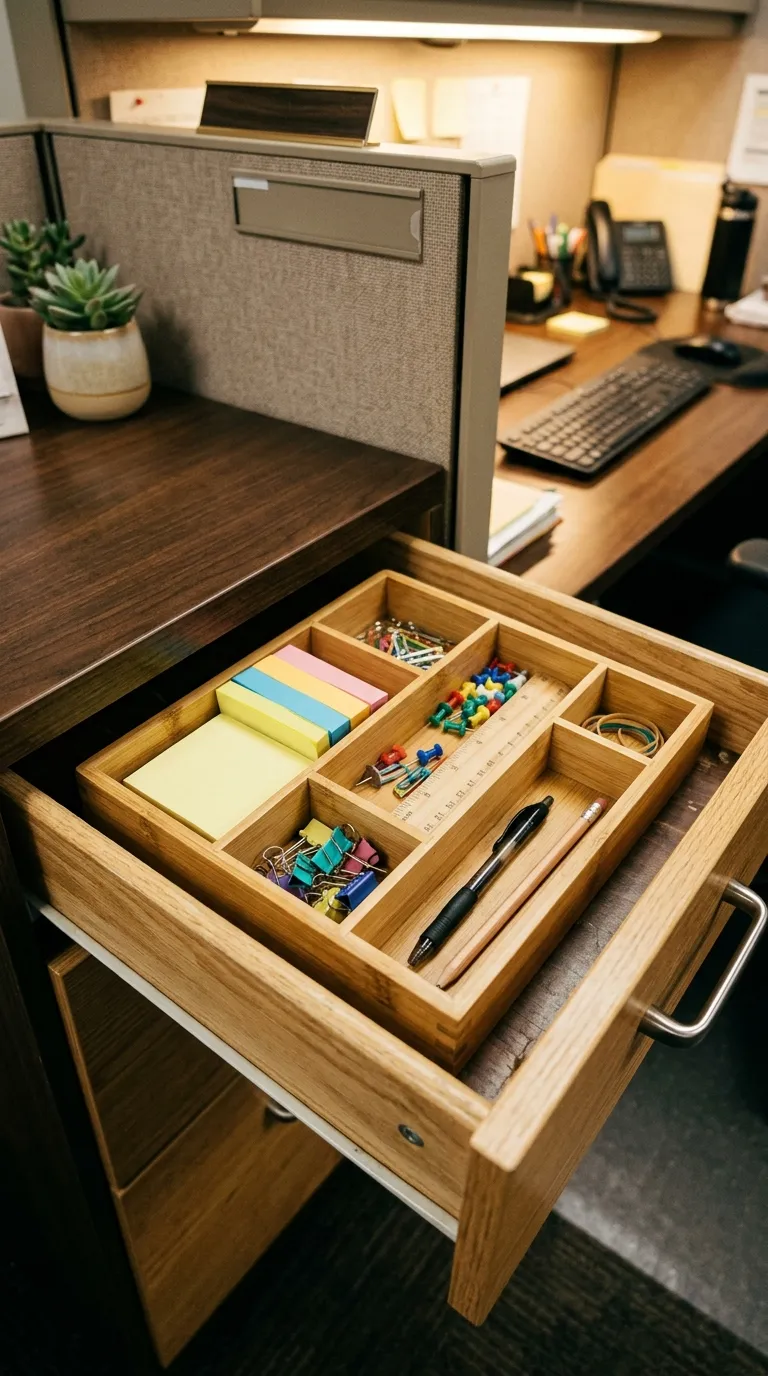 Bamboo Desk Drawer Organizer