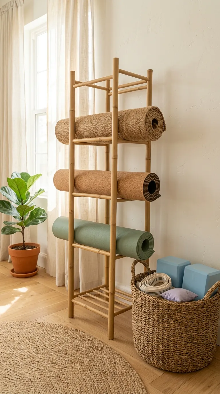 Bamboo Mat Roll Storage