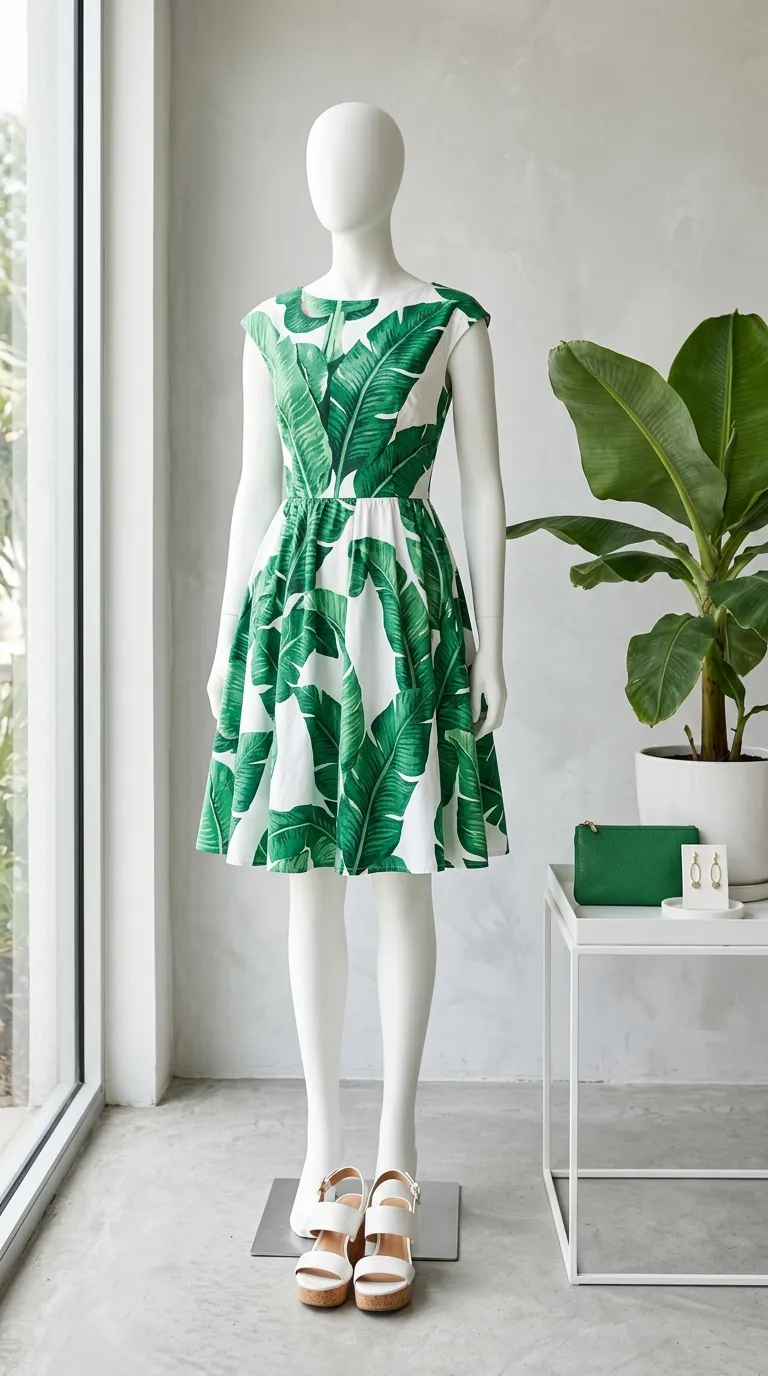 Banana Leaf Print Dress