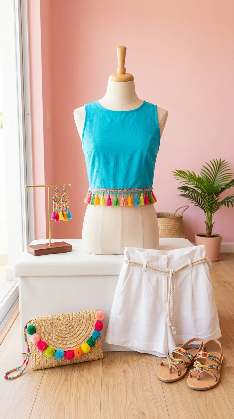 Bright Tassel Trim Top