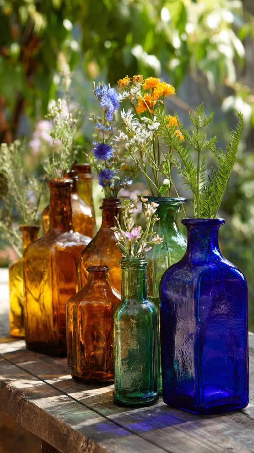 Colored Glass Bottle Vases