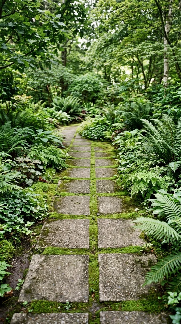 Concrete Pavers with Moss