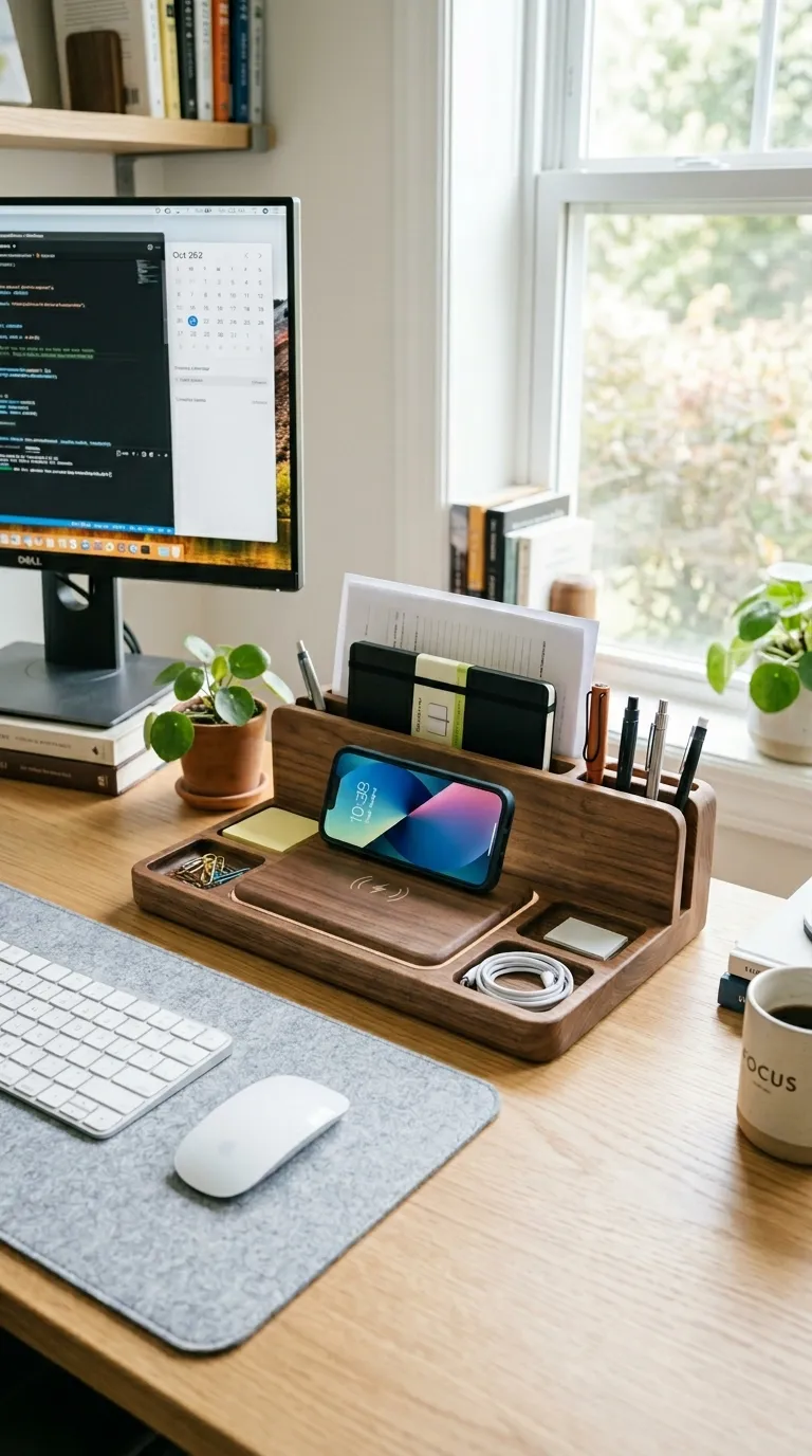 Desk Organizer with Wireless Charger