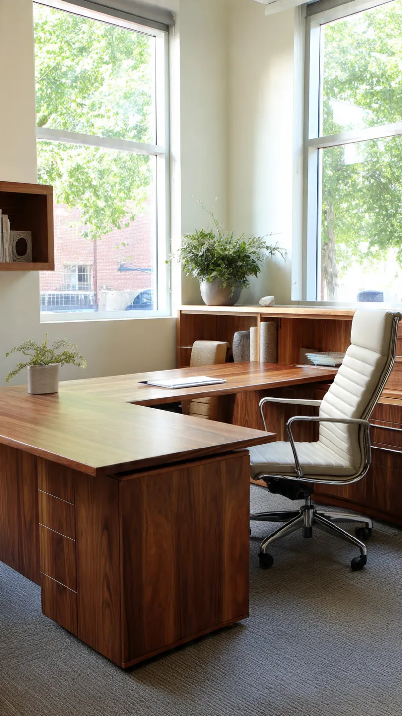 Desk Paired With Vintage Credenza