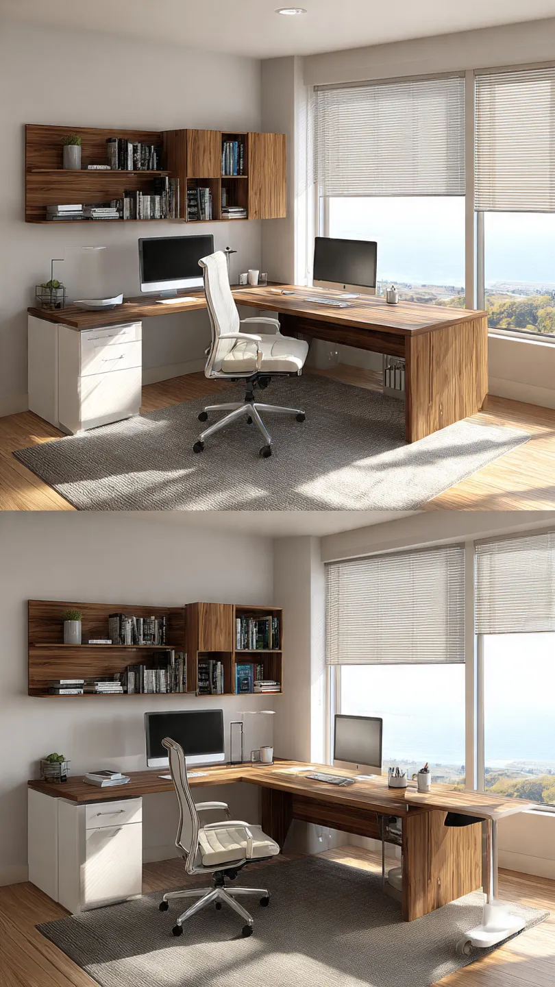 Desk With Attached Side Table