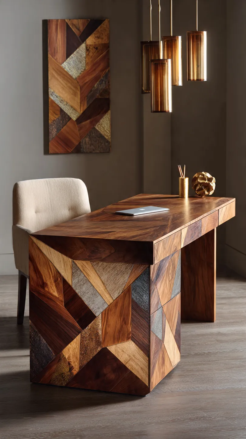 Desk With Geometric Drawer Fronts