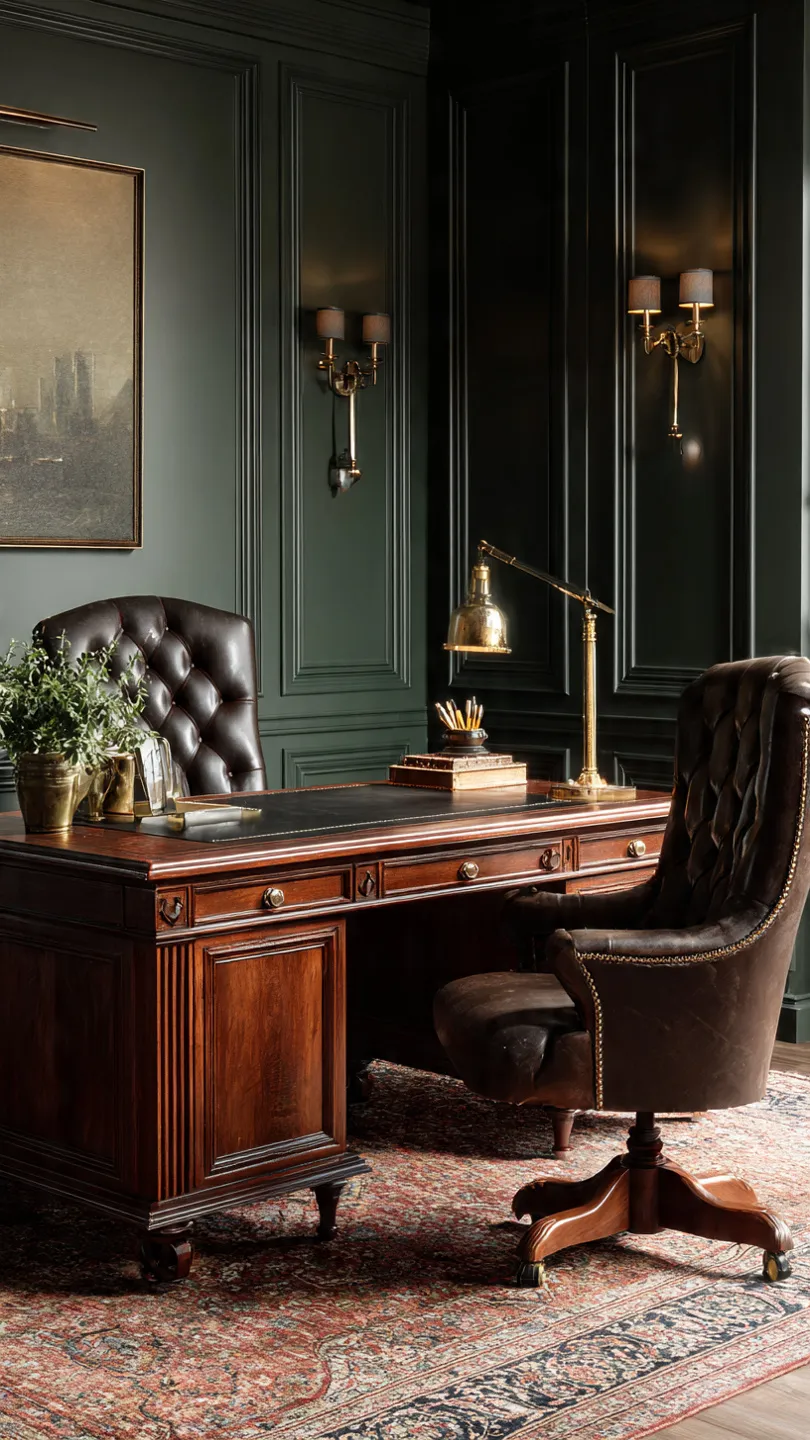 Desk With Leather Inlay Top