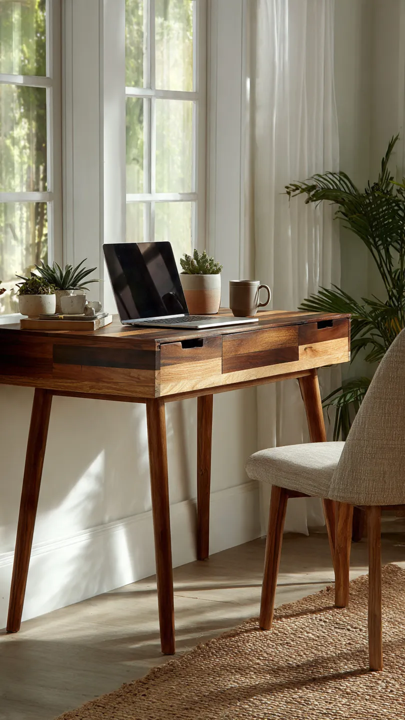 Desk With Mixed Wood Tones