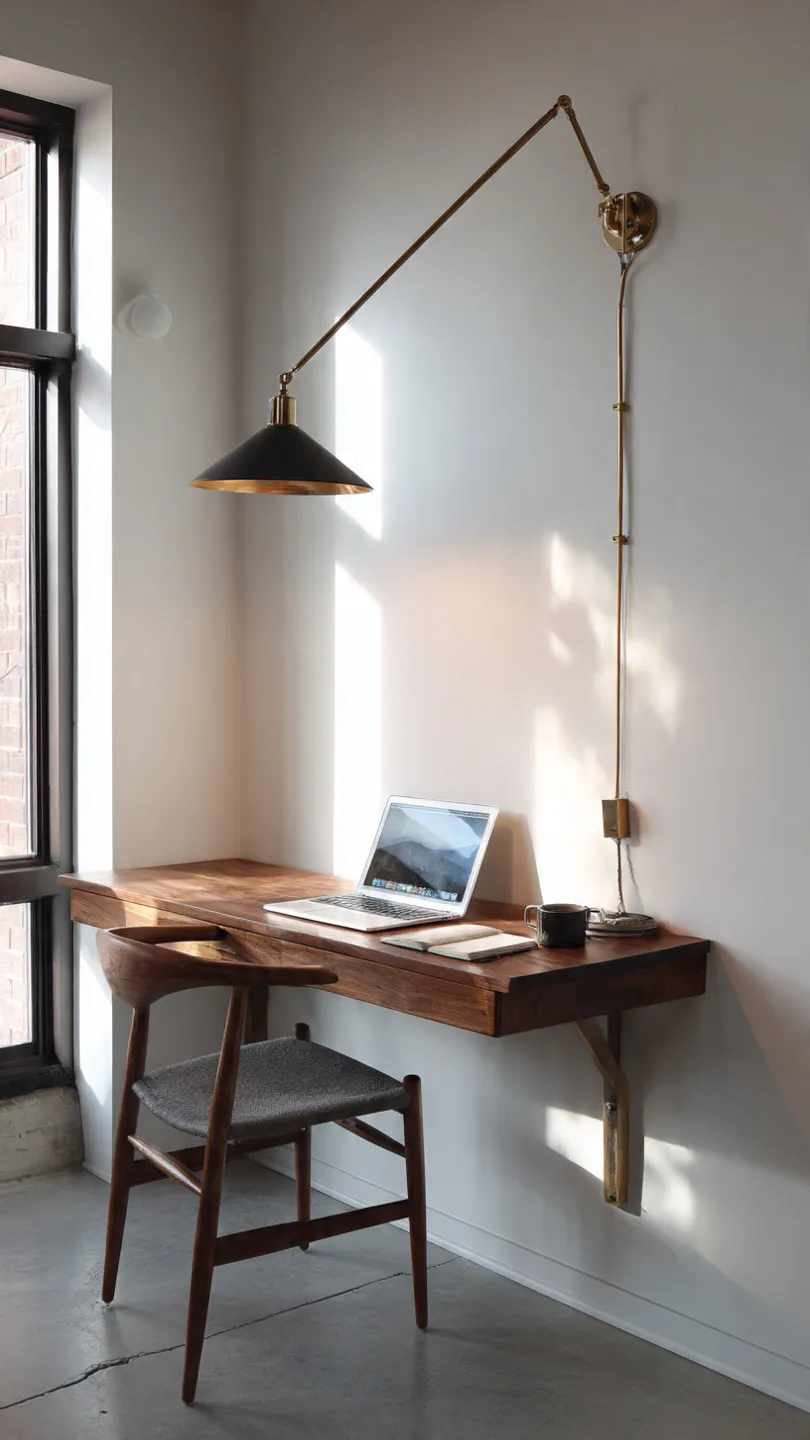 Desk With Wall-Mounted Task Light