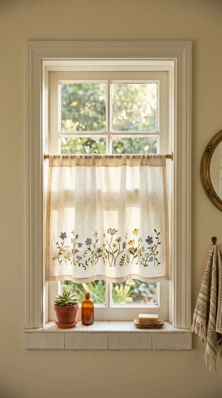 Embroidered Cafe Curtain