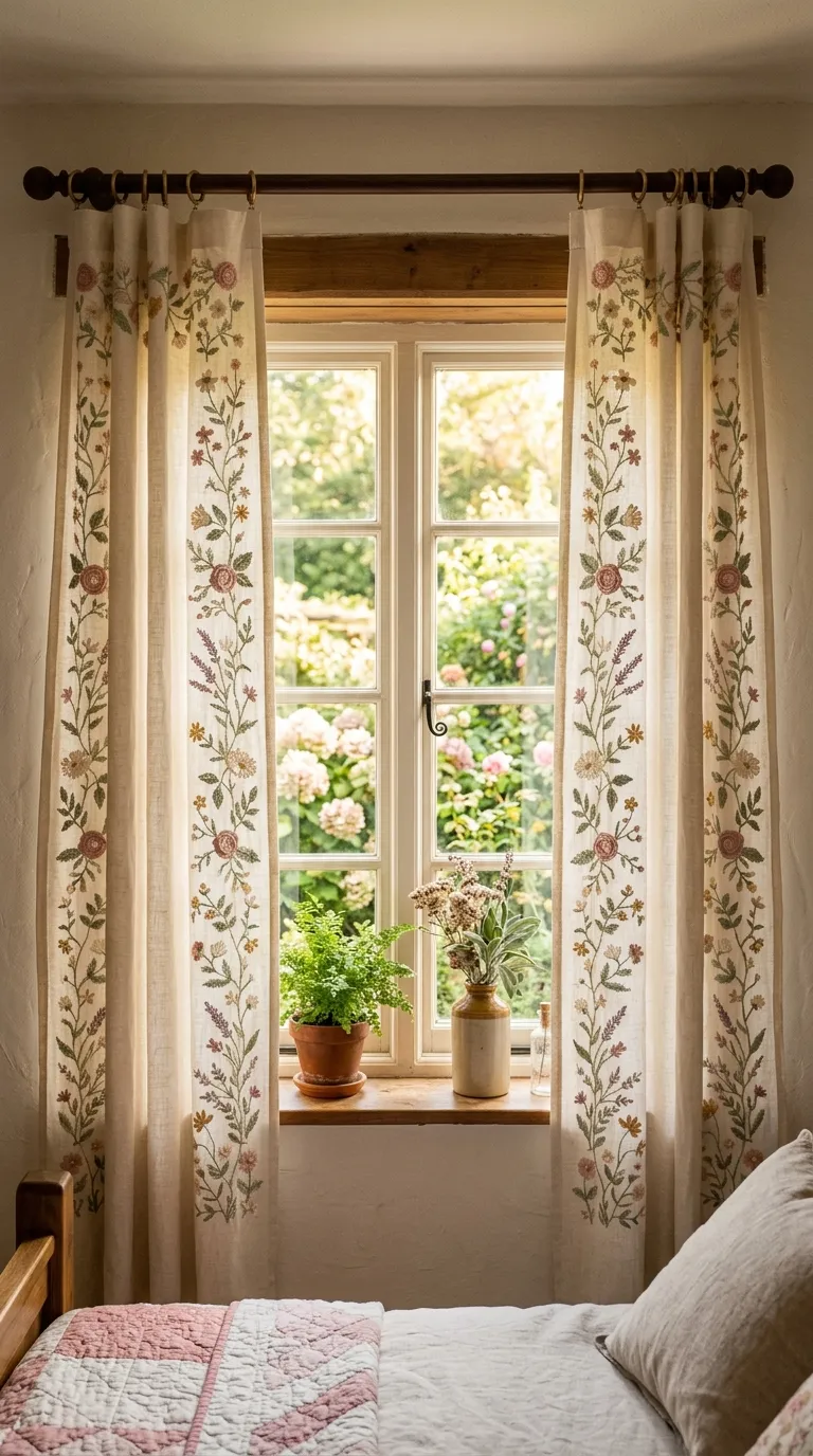 Embroidered Floral Panels