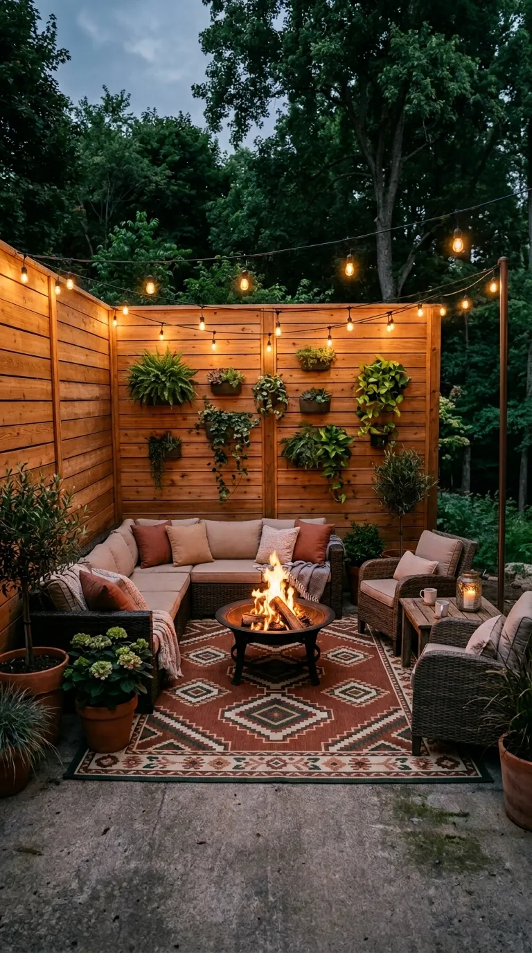 Enclosed Fire Pit Patio