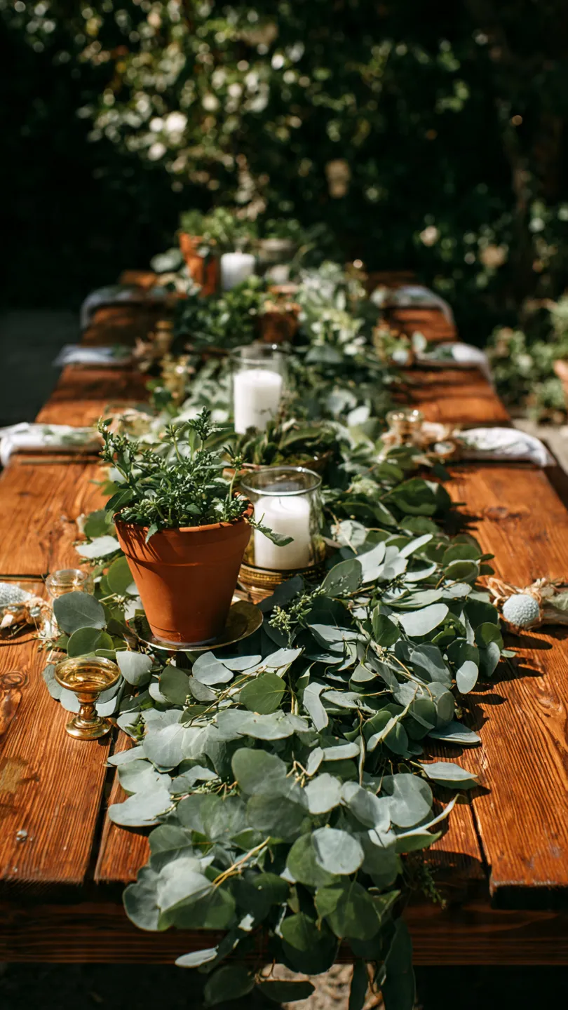 Eucalyptus Garlands on Tables