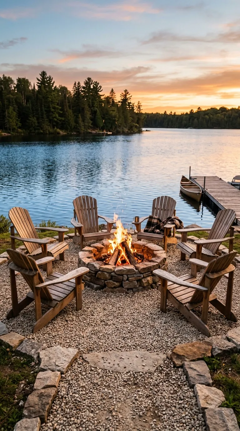 Fire Pit With Adirondack Chairs