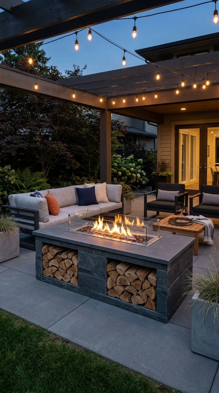Fire Pit With Built-In Wood Storage