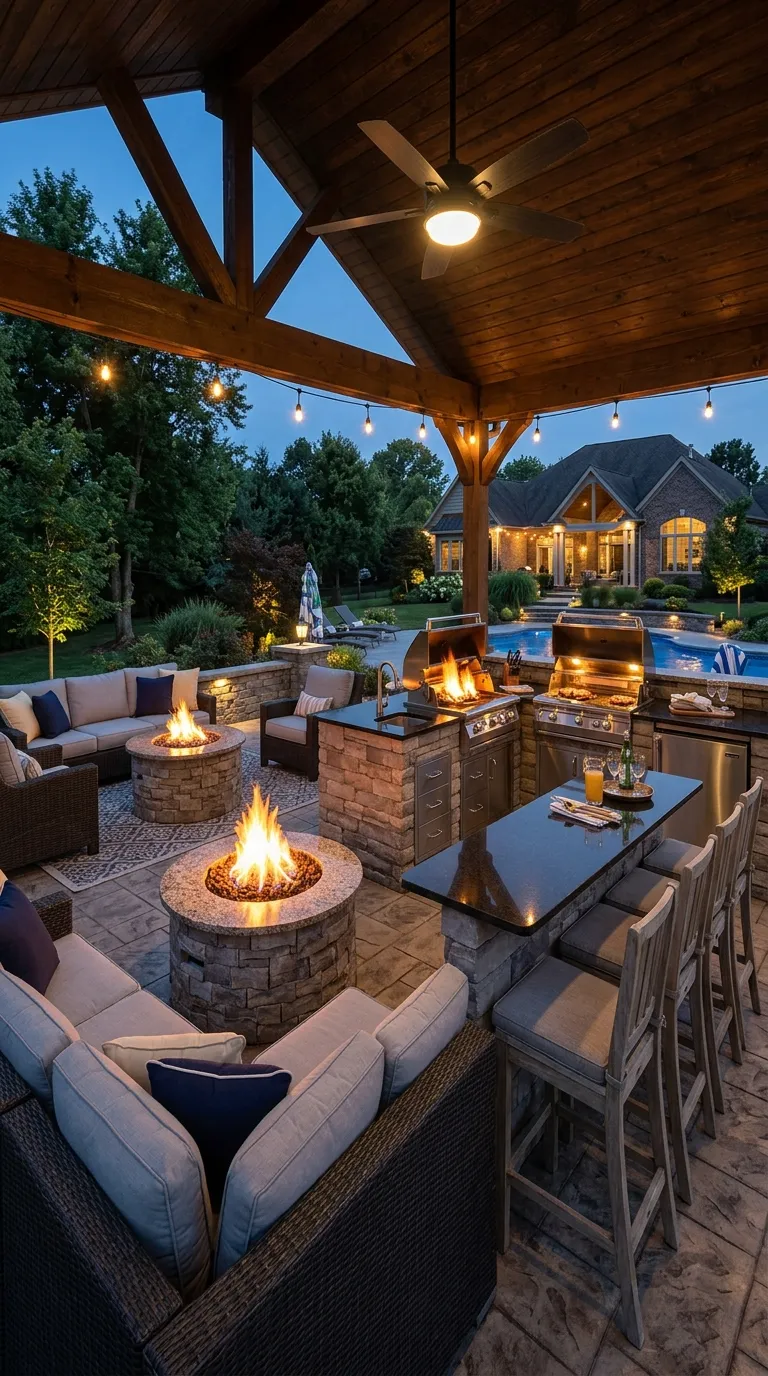 Fire Pit With Outdoor Kitchen