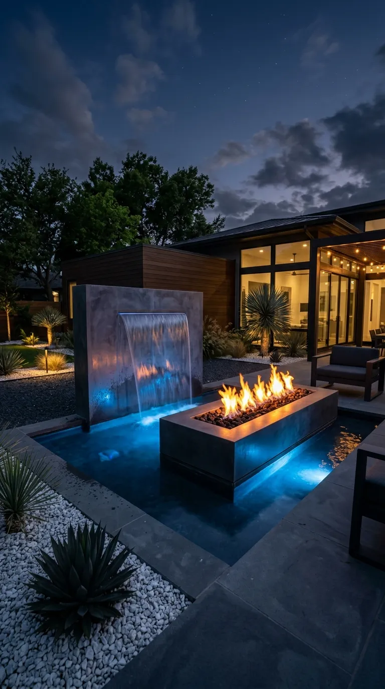 Fire Pit With Water Feature