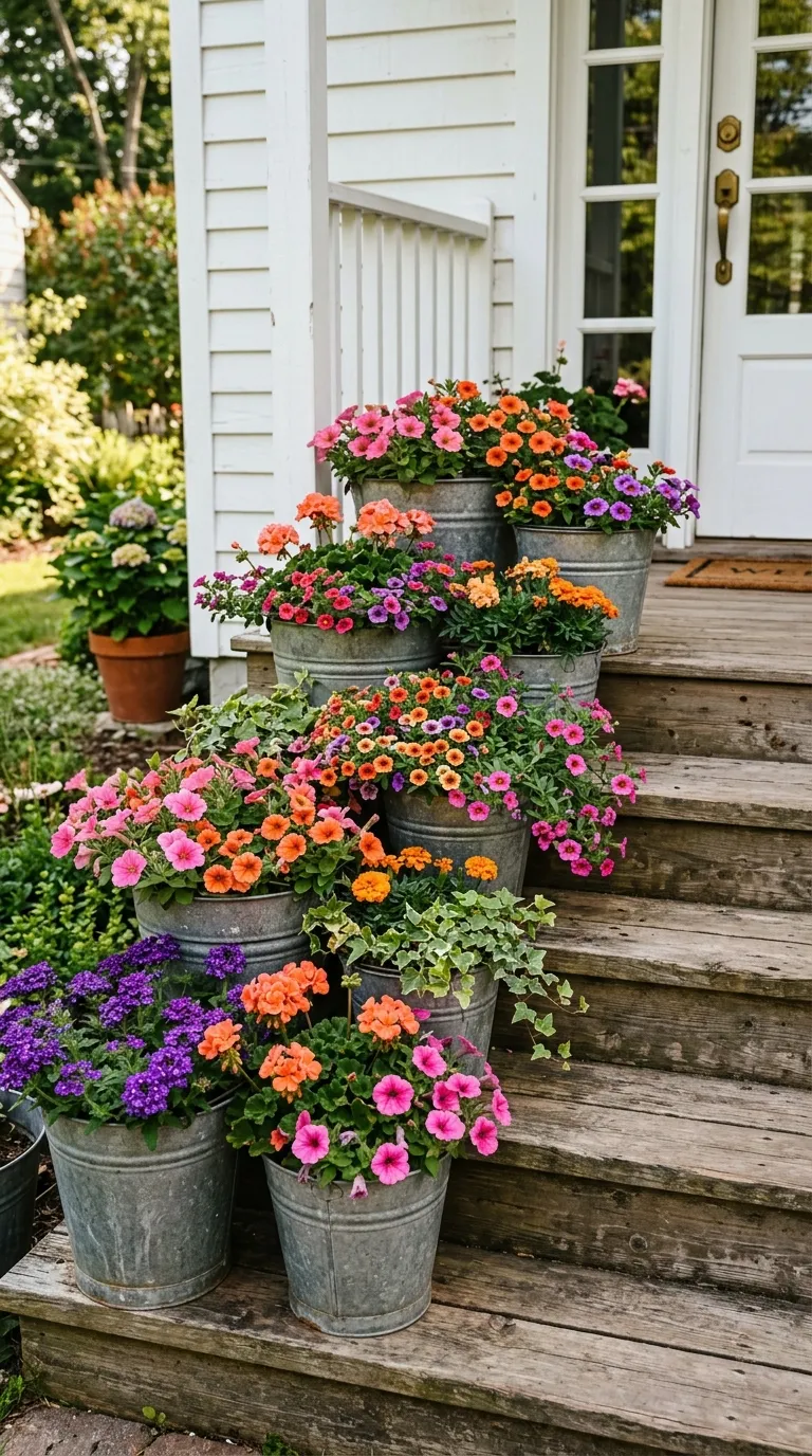 Galvanized Bucket Garden