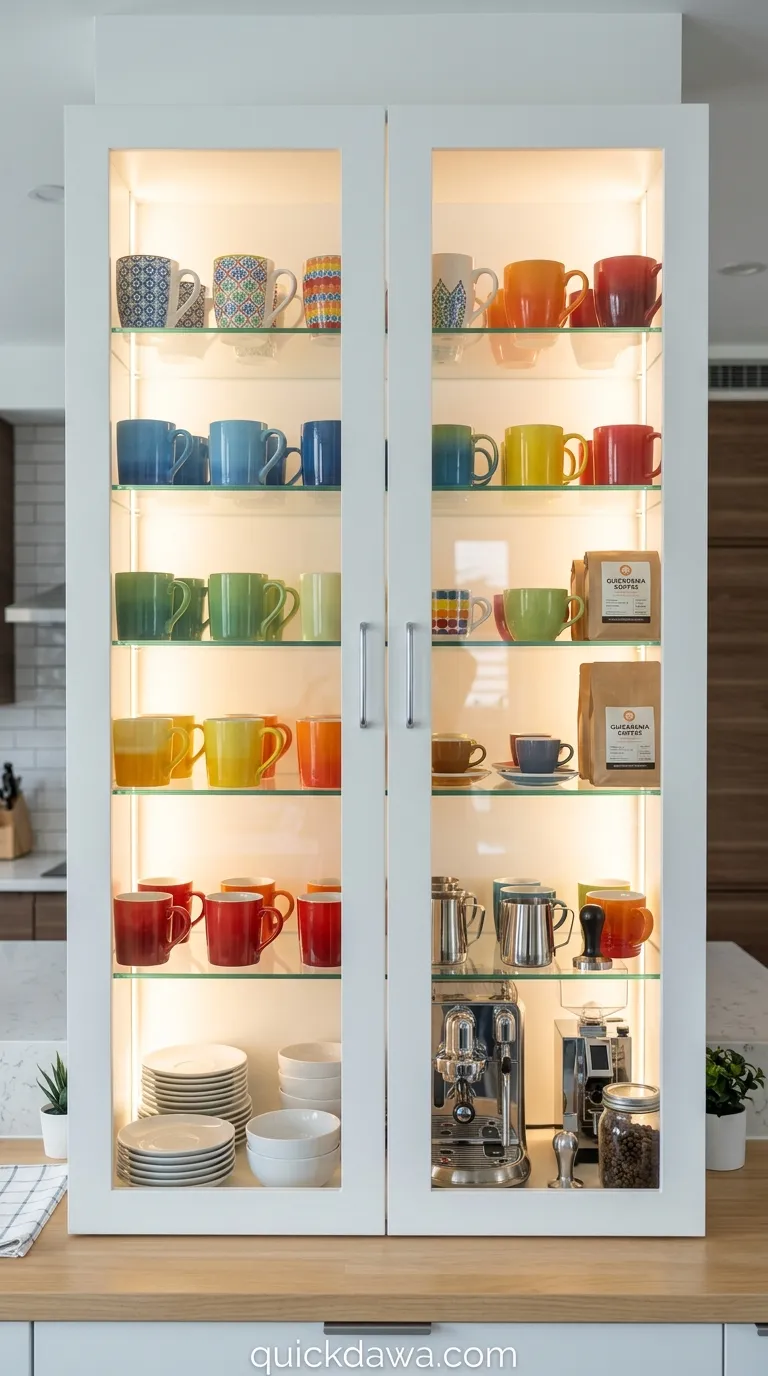 Glass-Front Cabinet Coffee Display