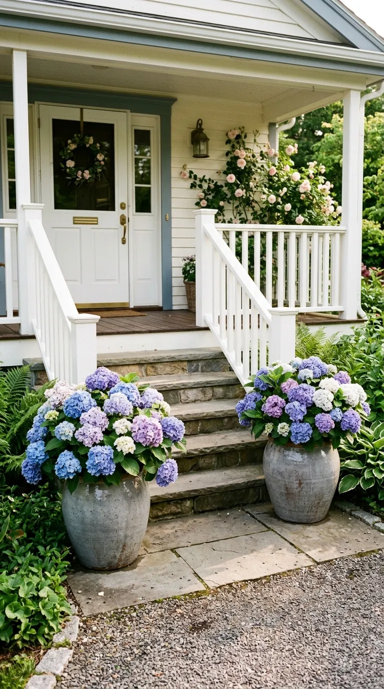 Hydrangea-Filled Planters