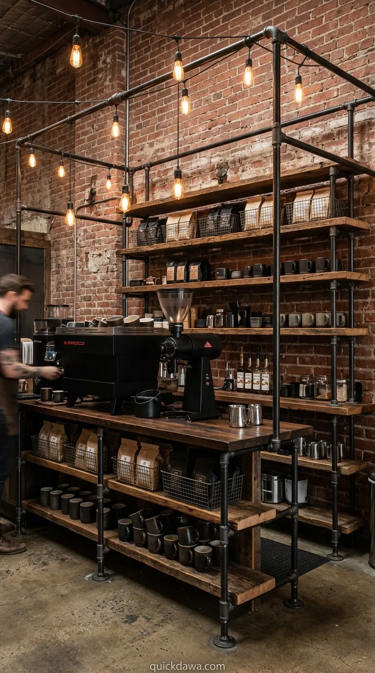 Industrial Pipe Coffee Setup
