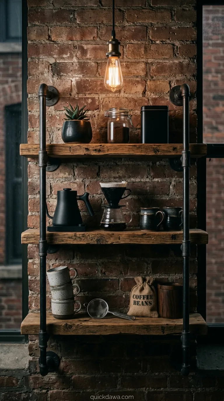 Industrial Pipe Shelf Setup