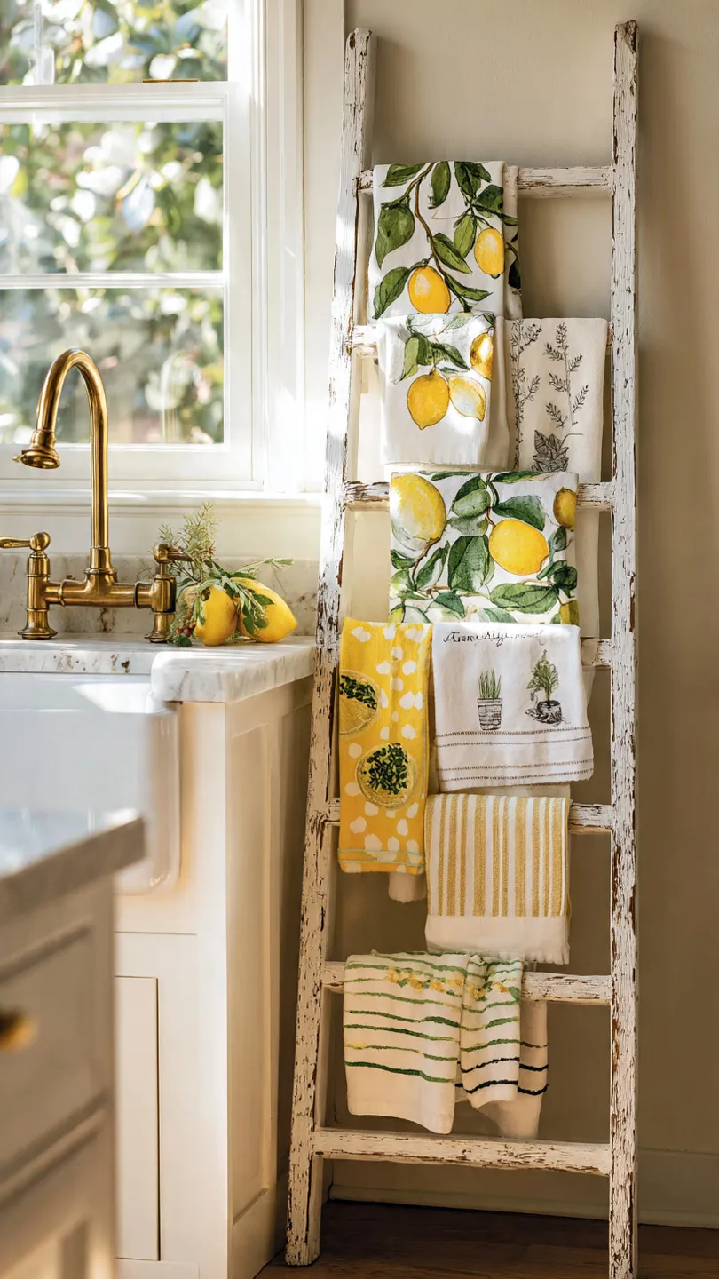 Lemon Dish Towel Ladder