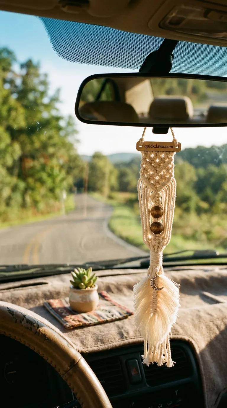  Macramé Rearview Mirror