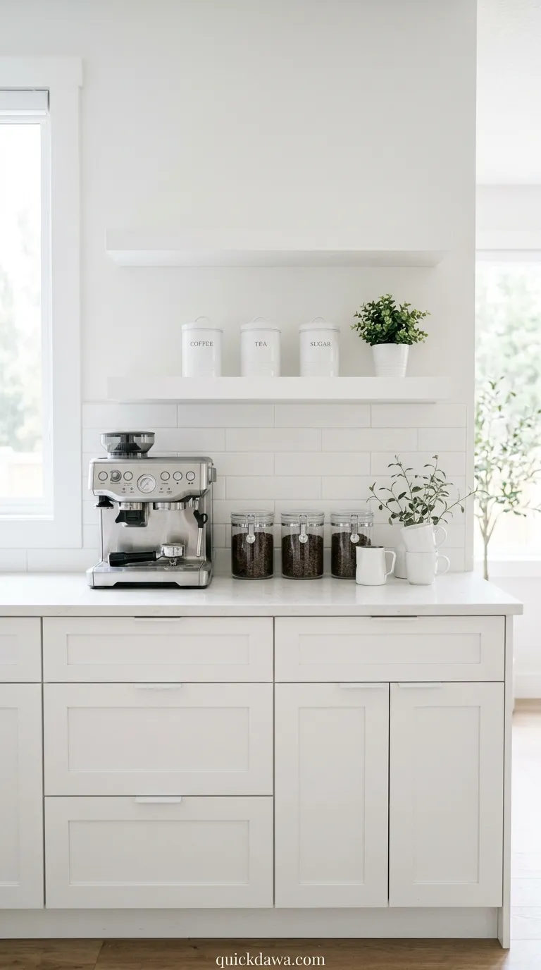 Minimalist White Coffee Bar