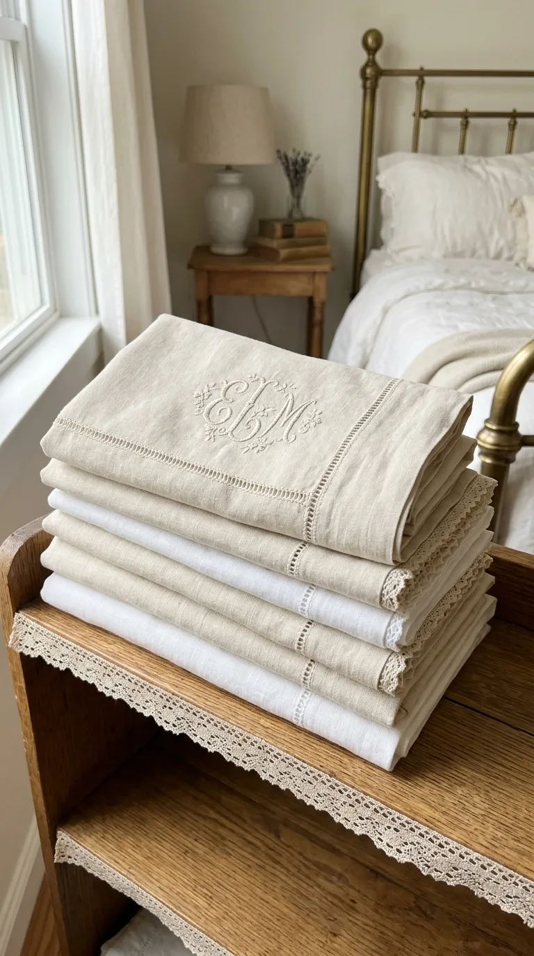Monogrammed Linens Display