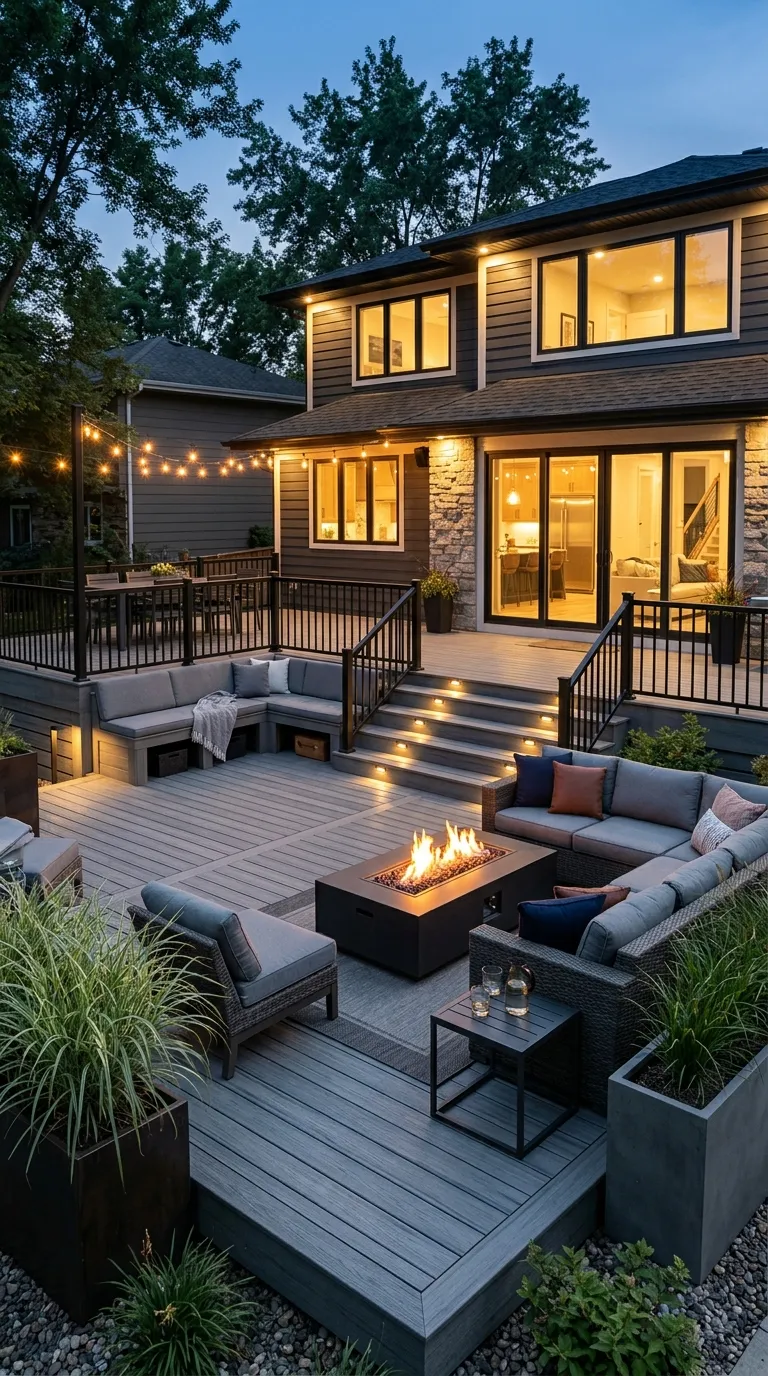 Multi-Level Fire Pit Deck