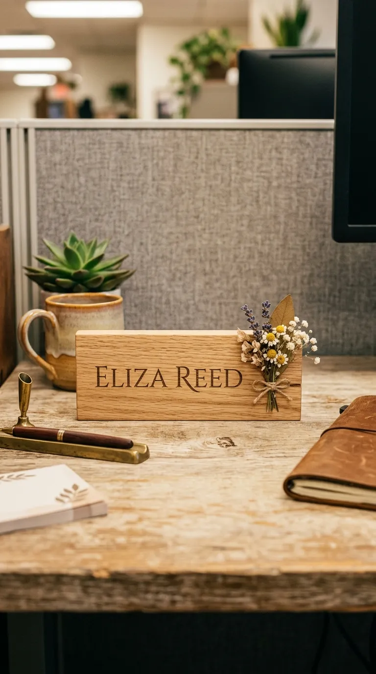 Natural Wood Desk Nameplate