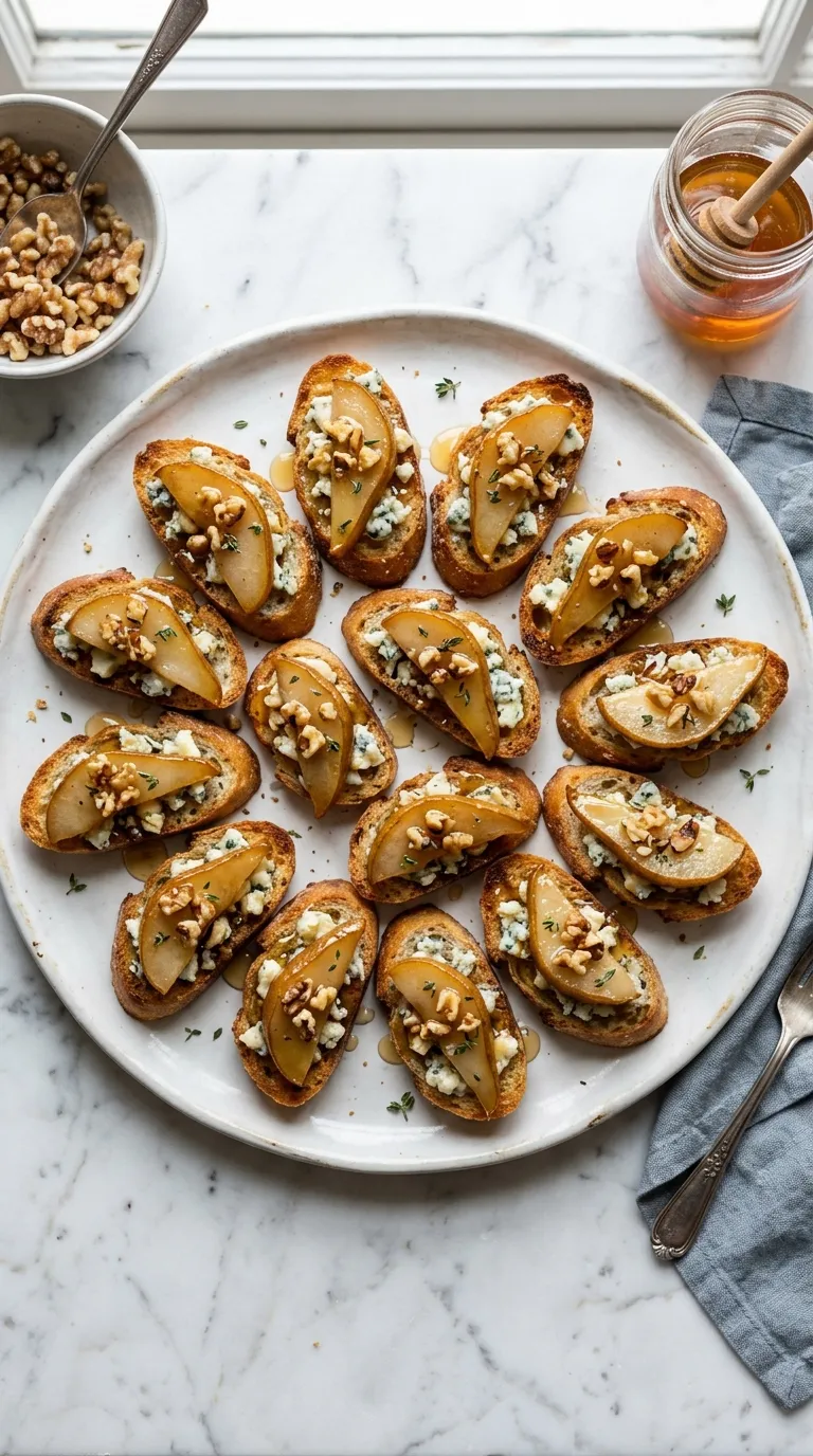 Pear and Blue Cheese Crostini