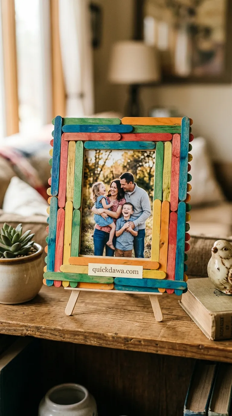 Picture Frame Made From Popsicle Sticks