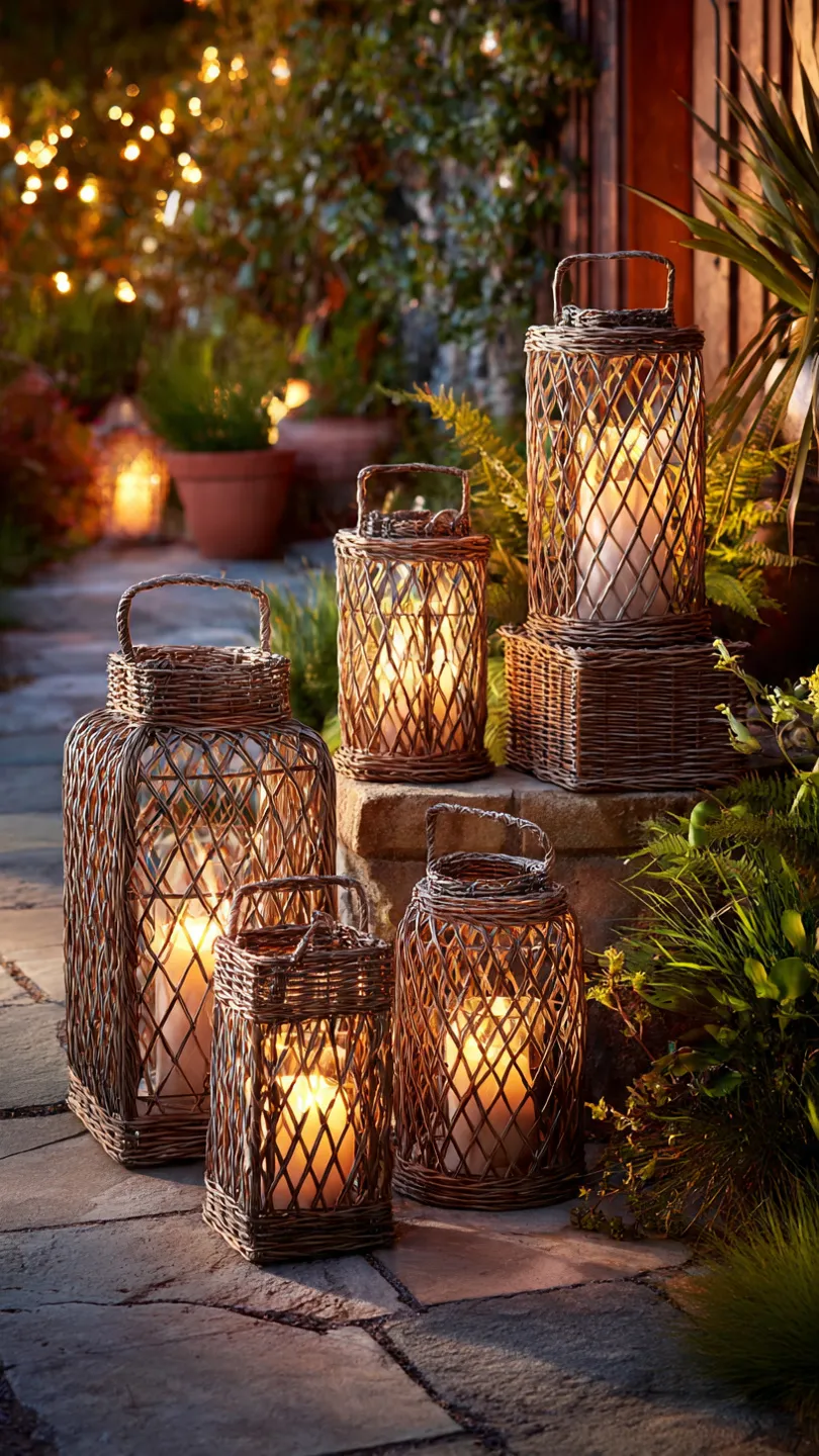 Rattan Lanterns with Candles