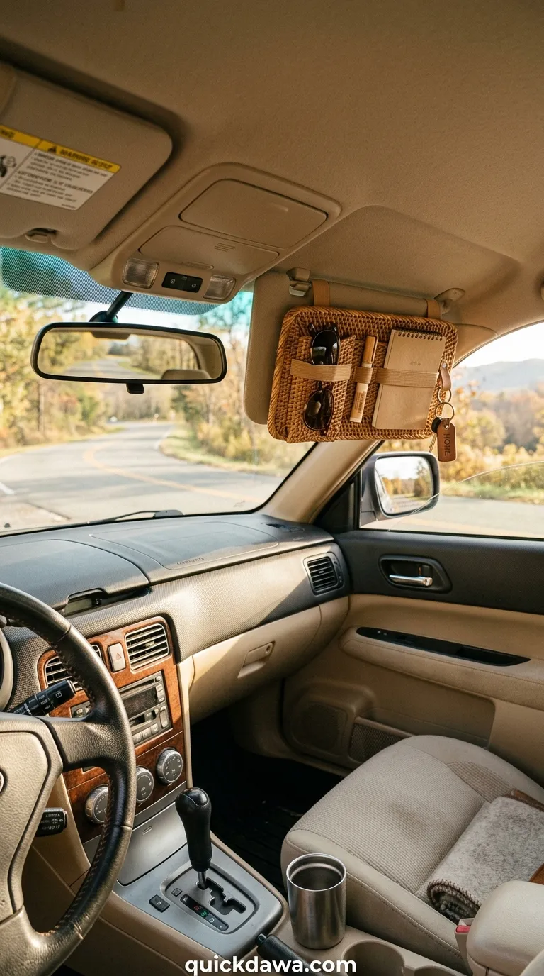 Rattan Sun Visor Organizer
