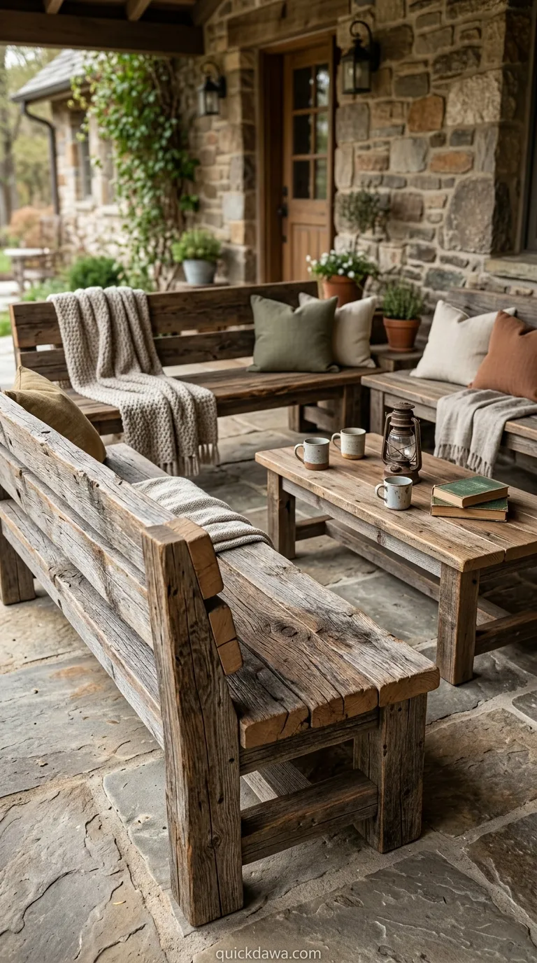 Rustic Wood Benches
