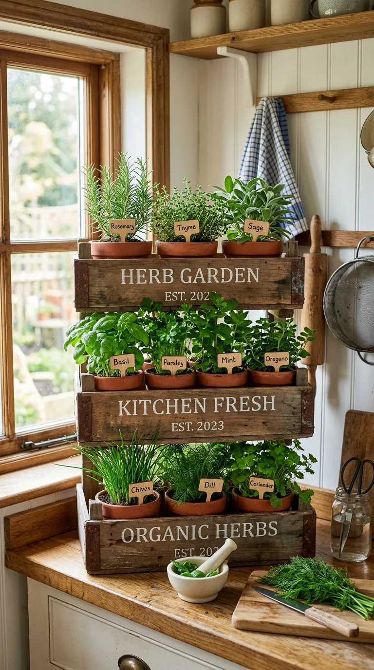 Rustic Wooden Crate Garden