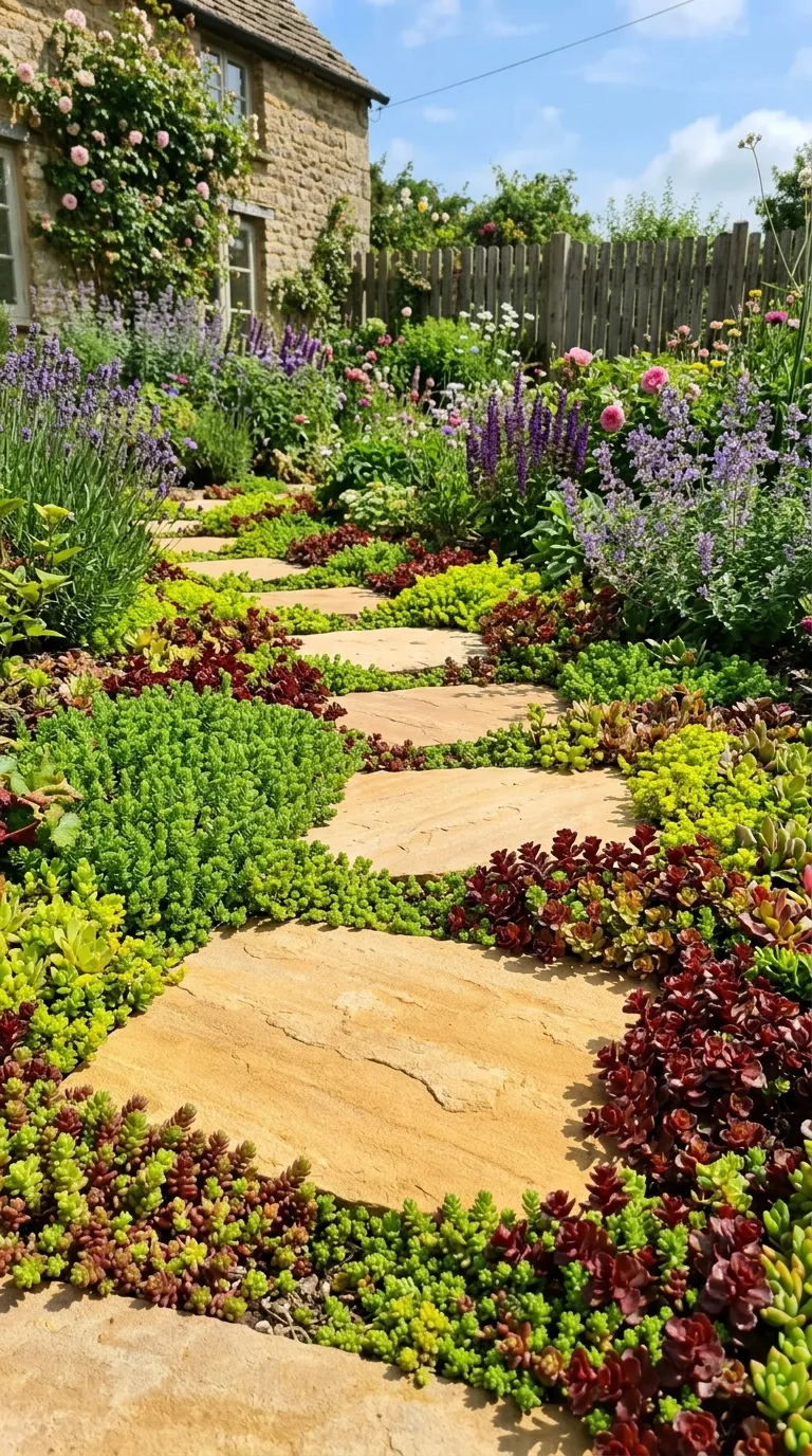 Sandstone with Sedums