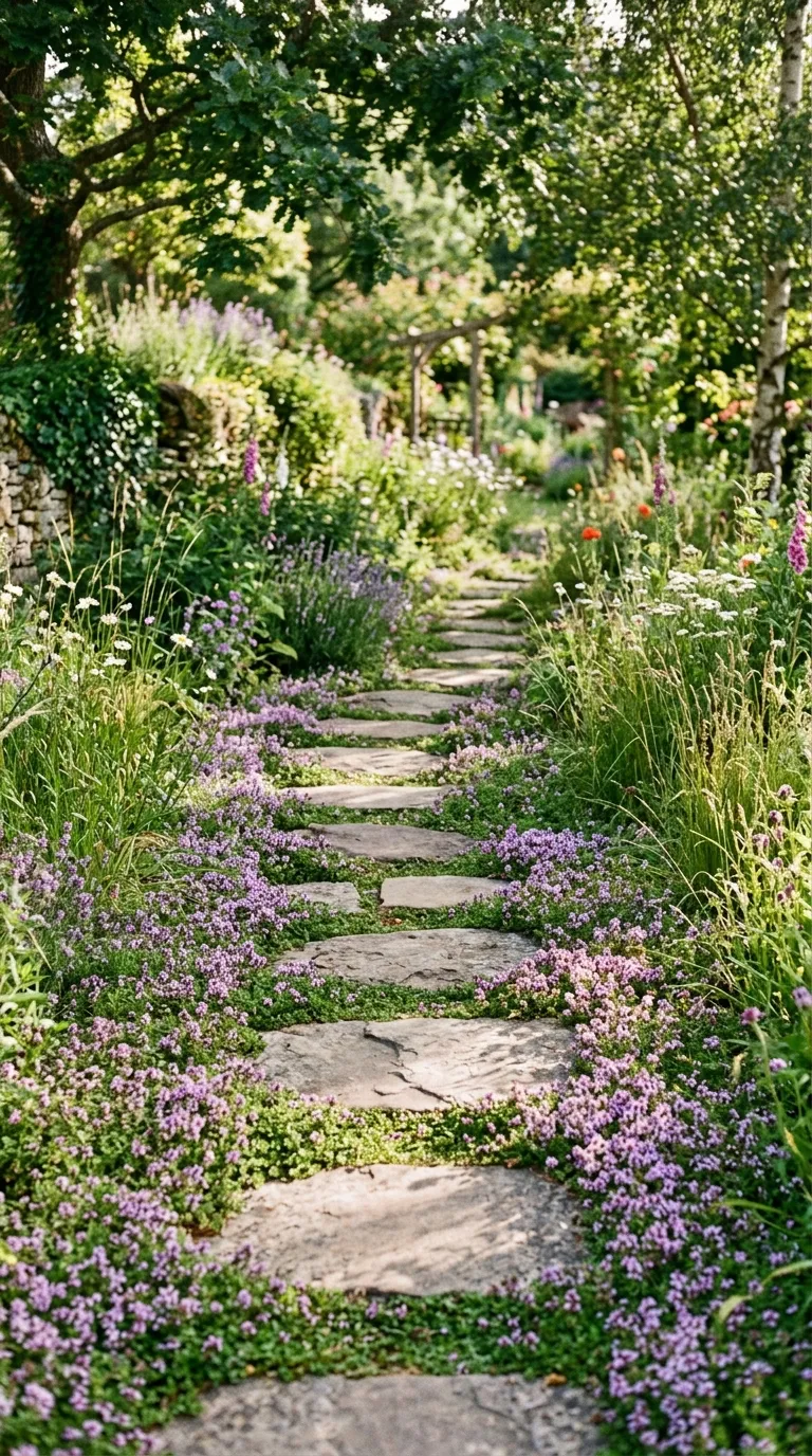 Stepping Stones with Creeping Thyme