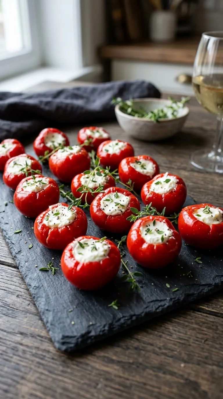 Sweet Peppadew Peppers Stuffed with Goat Cheese