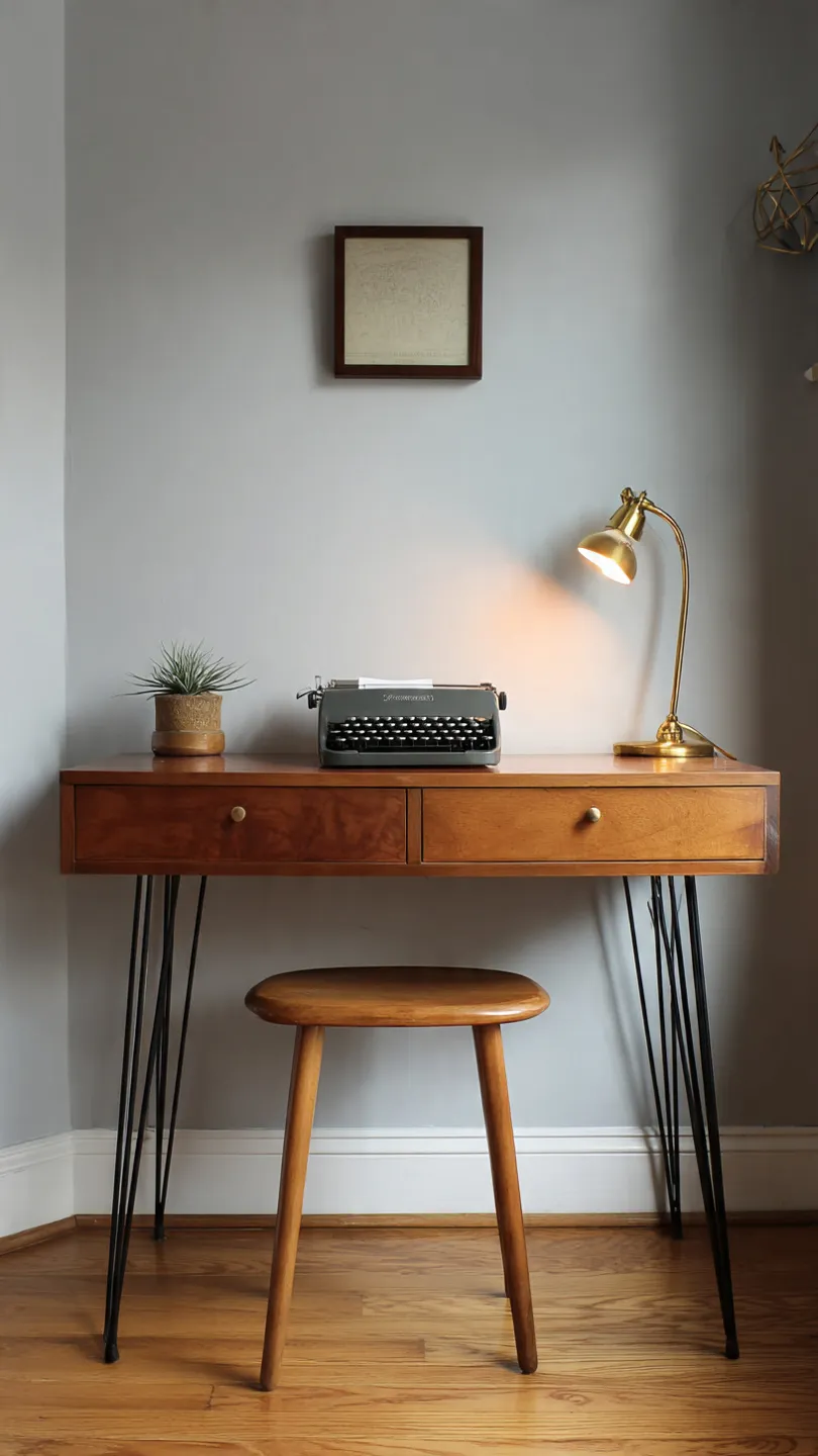 Teak Desk With Hairpin Legs