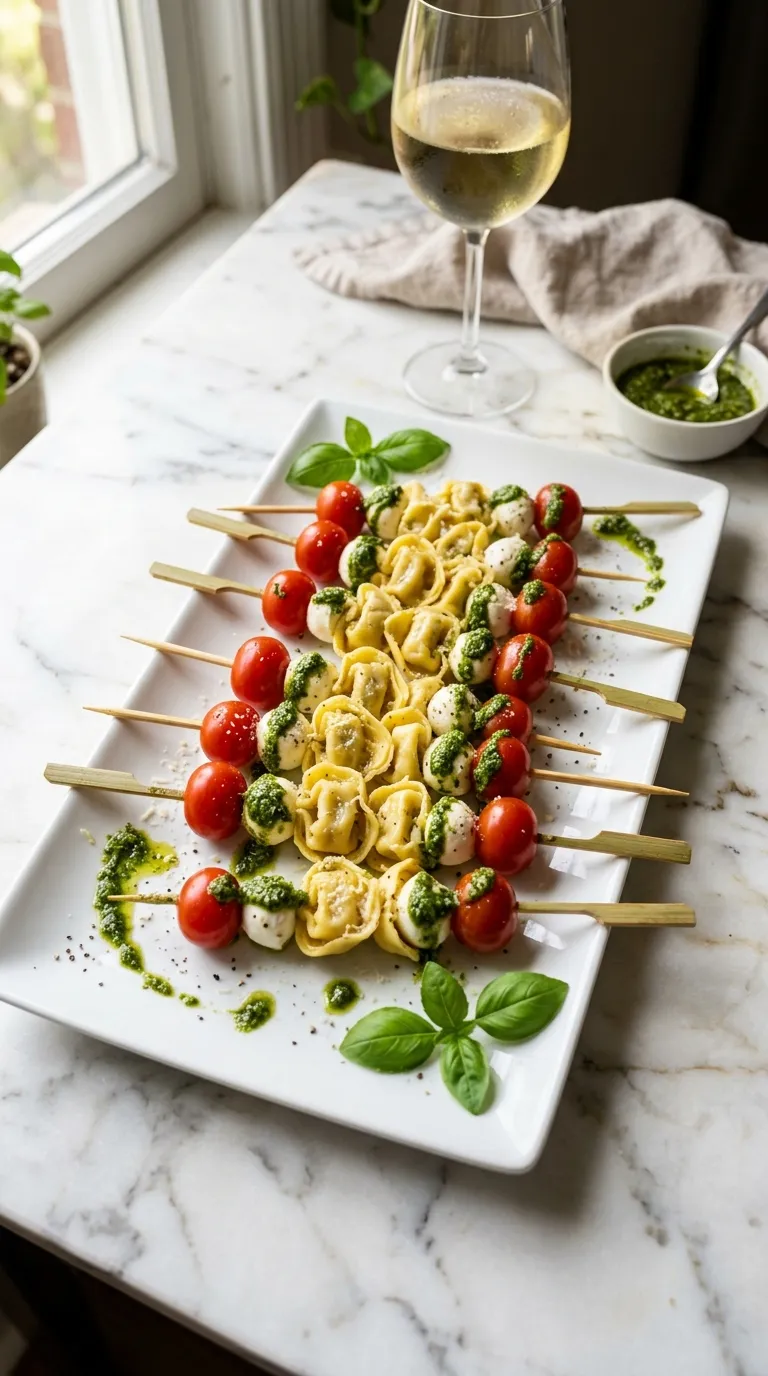 Tortellini Skewers with Pesto
