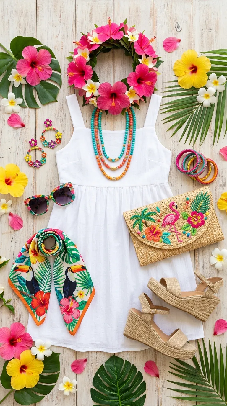 Tropical Accessories with White Outfit