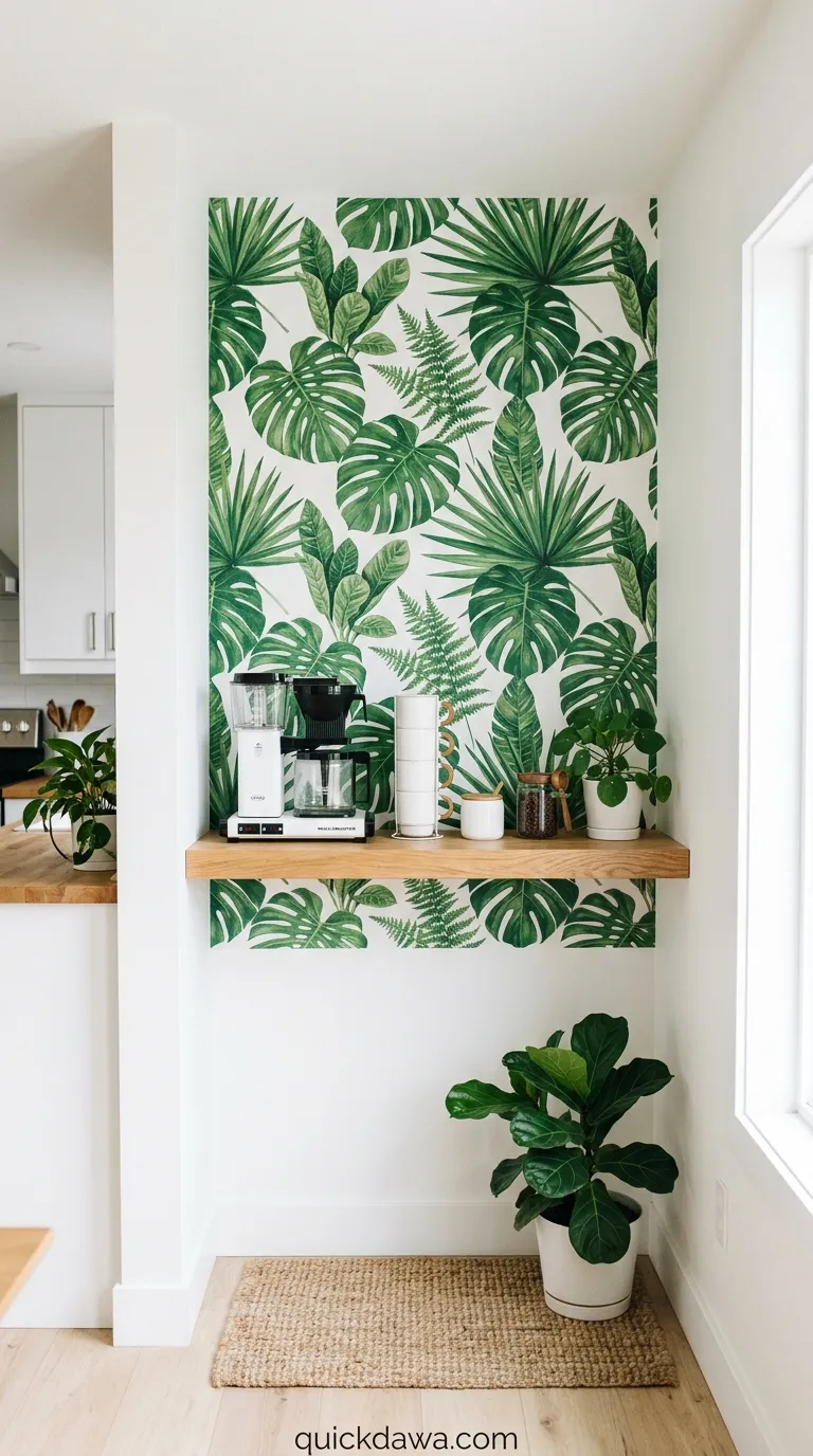 Wallpaper Accent Coffee Nook