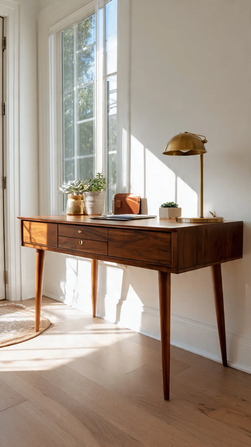 Walnut Desk With Tapered Legs
