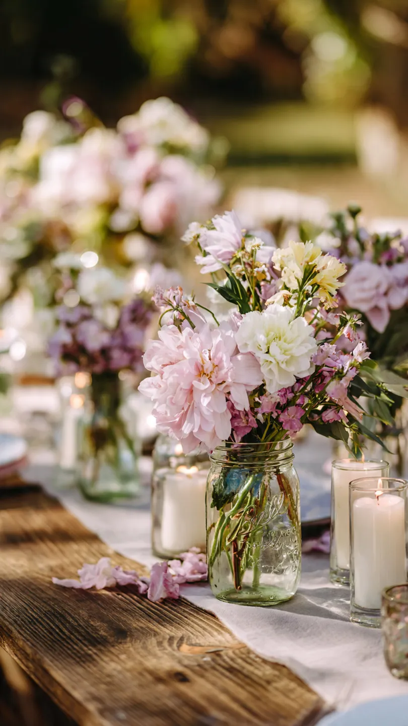 Wildflower Bouquets In Mason Jars
